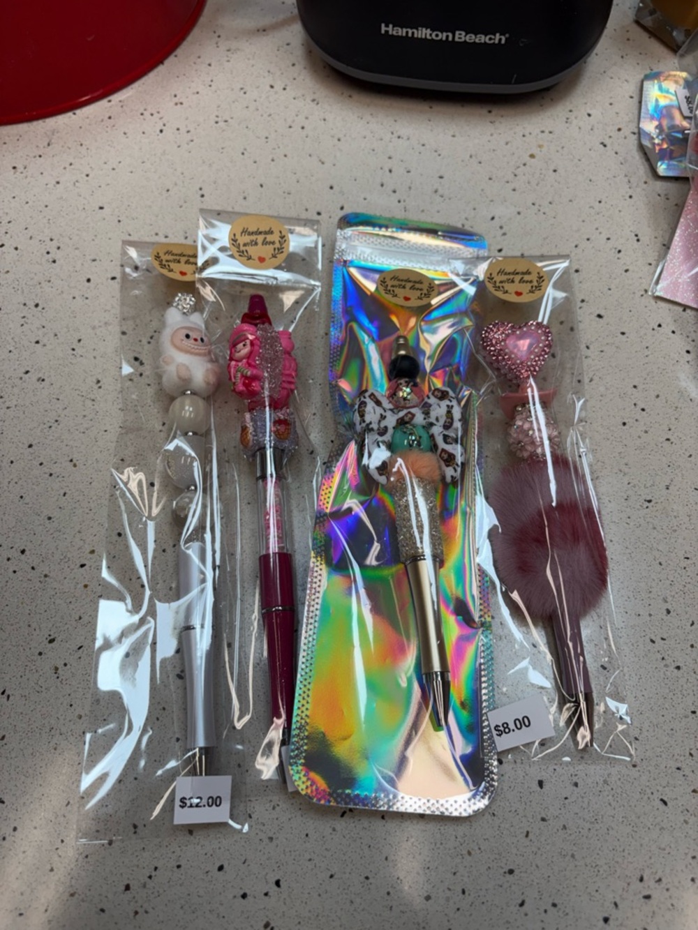 Whimsical Decorative Pens - Pink, White, Gold, Burgundy